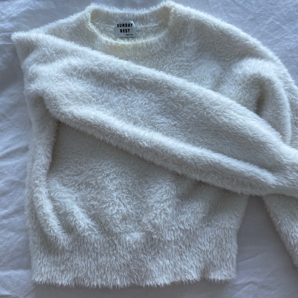 Aritzia Cropped White Sweater